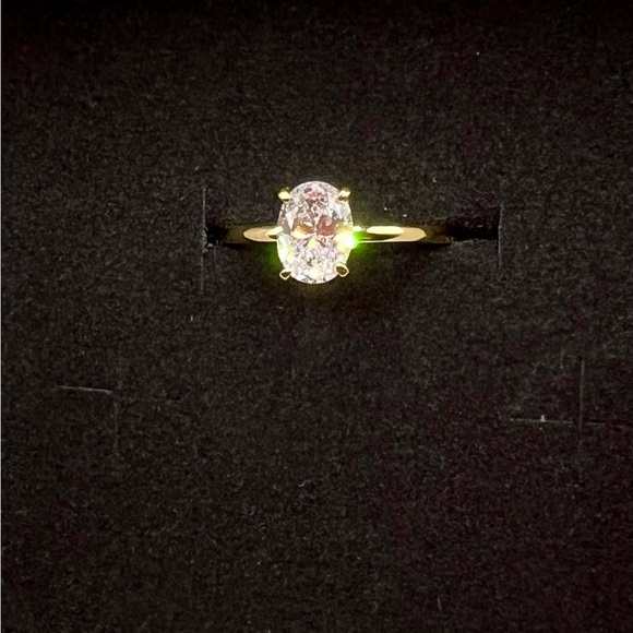 NIB 925 Sterling Silver 14K Gold Plated & 1 CT Zircon Ring Size 8 - Picture 9 of 16